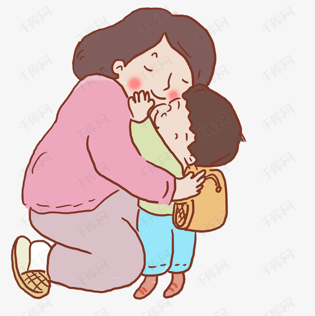 妈妈送孩子上学拥抱宝贝的母亲可爱的小宝宝