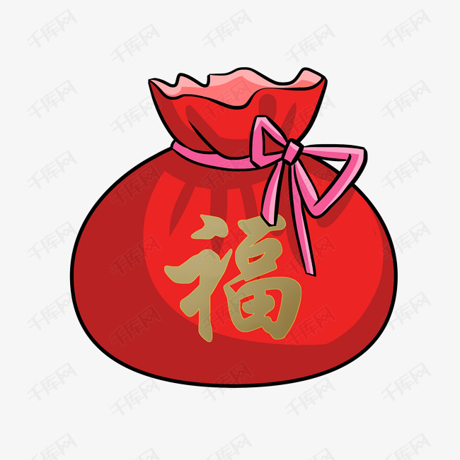 卡通红包福字手绘插画