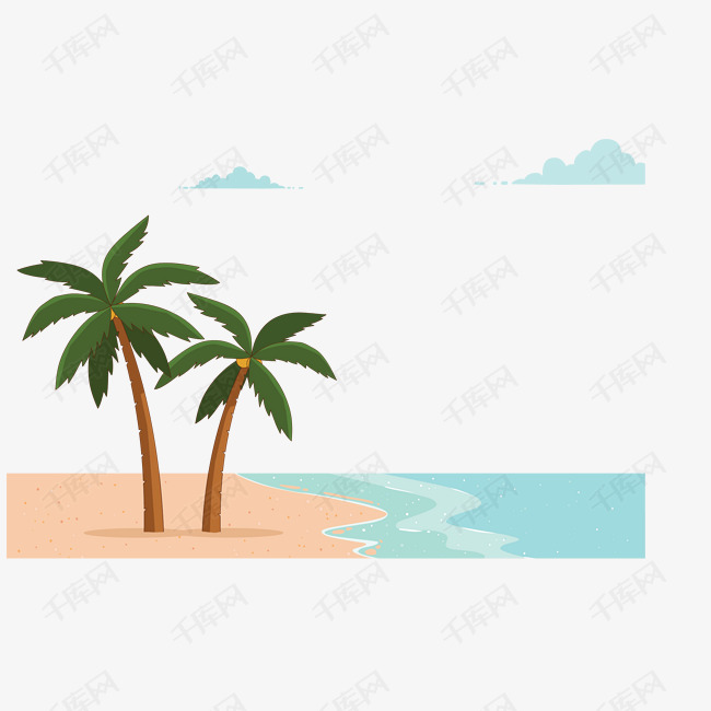 卡通沙滩矢量图下载