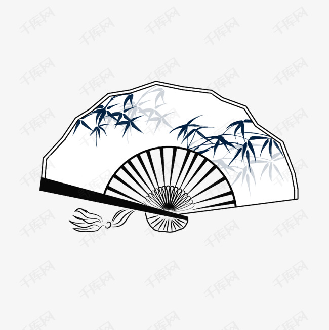古风卡通可爱人物  红色圆形边框花纹  简笔画静物  打开的扇子