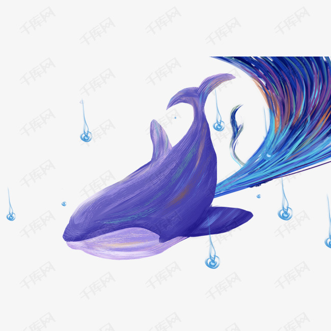 梦幻大海与蓝鲸主题插画