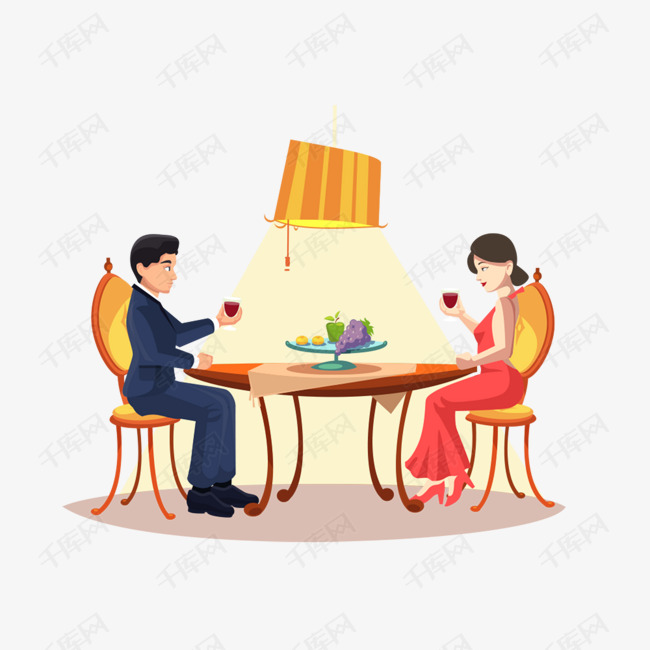 矢量情侣约会烛光晚餐