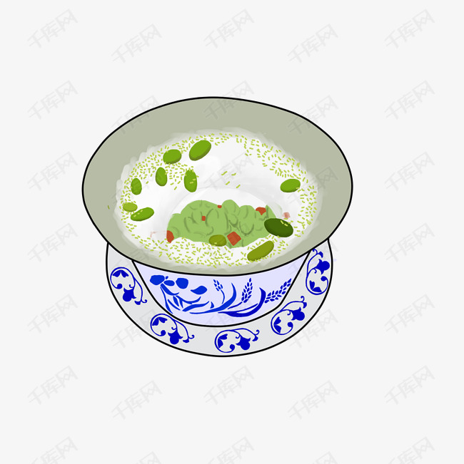 湖州当地特色美食熏豆茶手绘png图