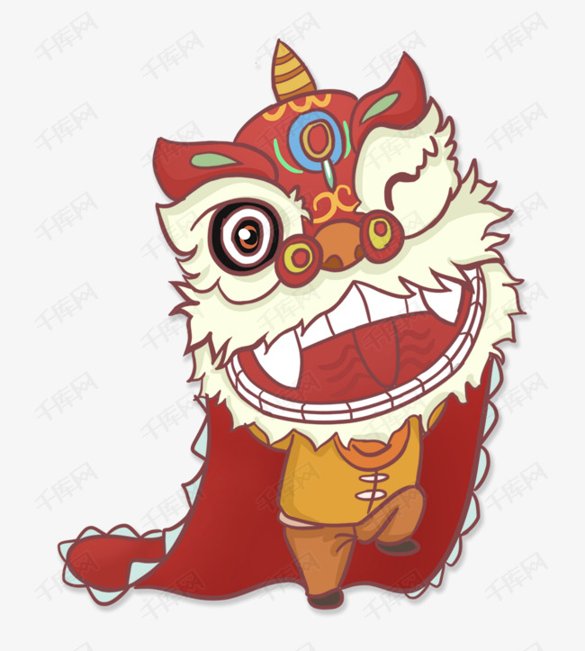 欢度国庆舞狮主题插画素材图片免费下载_高清psd_千库