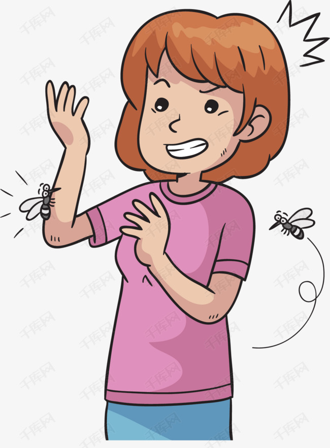 的女孩的素材免抠矢量png蚊虫蚊虫叮咬被蚊虫叮咬传播疾病卡通女孩