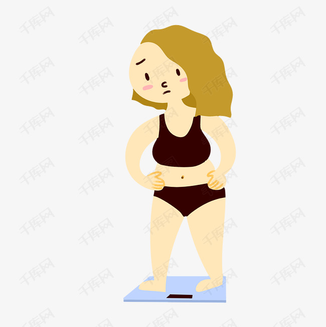 手绘卡通称体重的少女