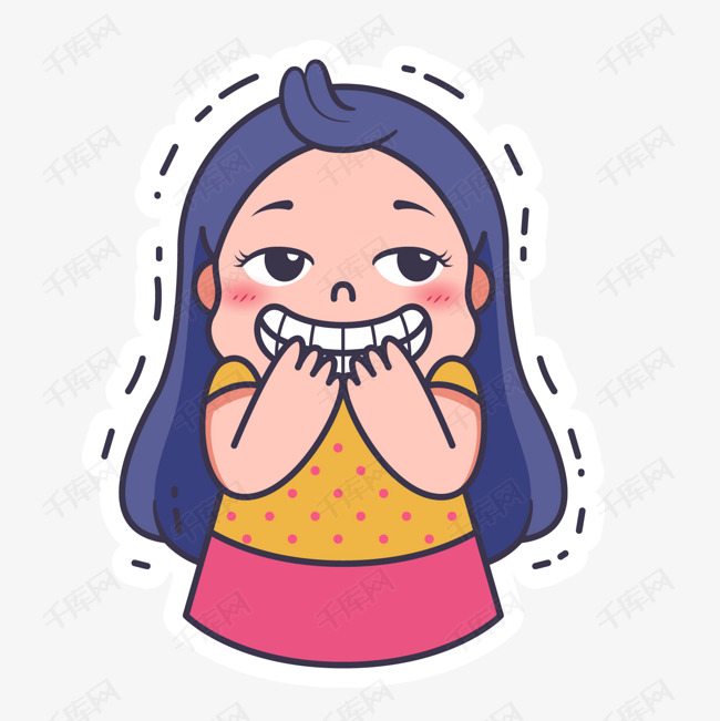 一个在偷笑的女孩的素材免抠表情矢量图偷笑捂脸扁平化女孩