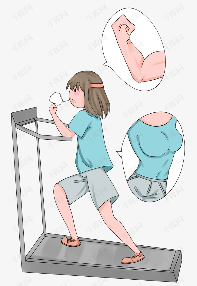 肌肉女孩跑步健身插画