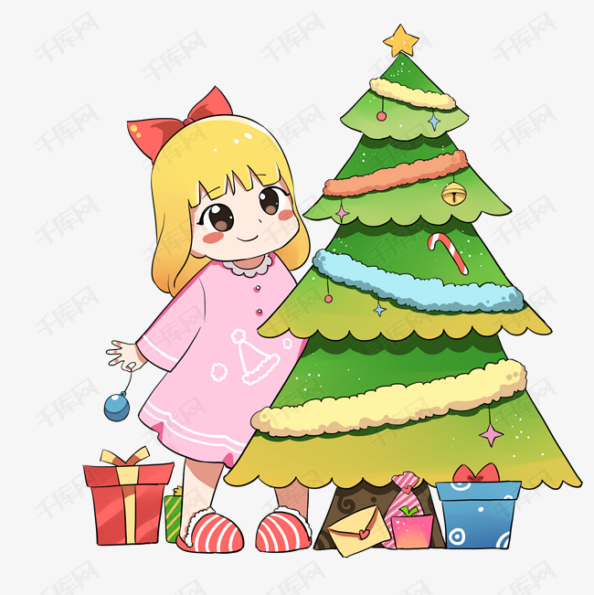 插画的素材免抠                                手绘圣诞树  动漫