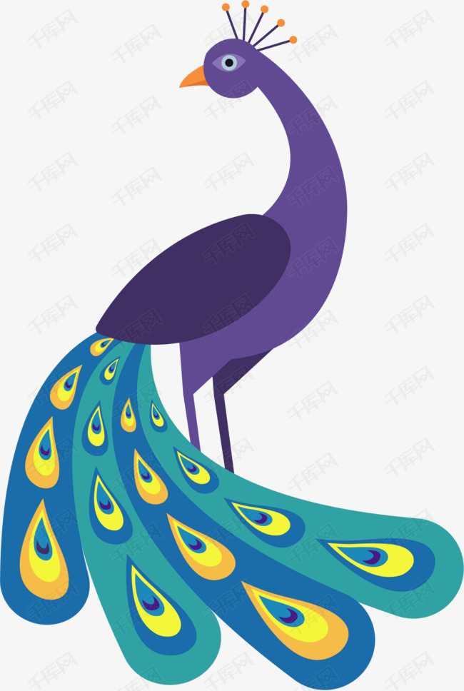 可爱卡通紫色孔雀