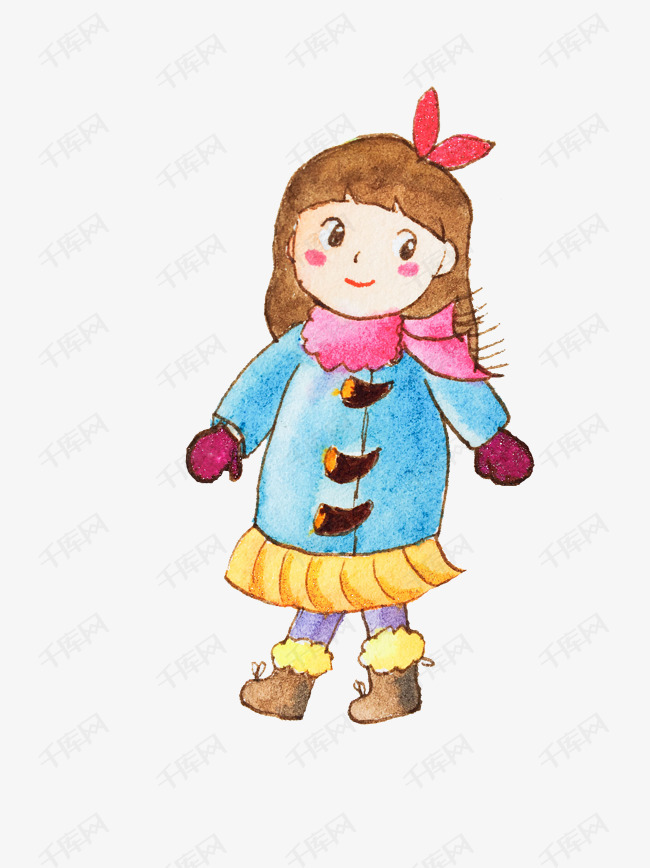 女孩插画的素材免抠卡通冬季人物插画卡通女孩寒冷季节冬天冬季寒冷
