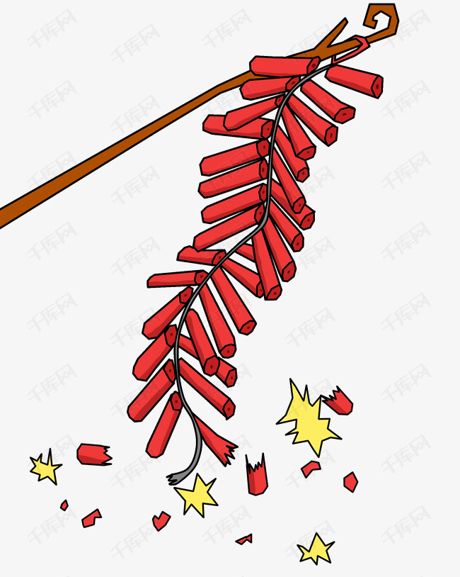 喜庆节日鞭炮手绘卡通插画