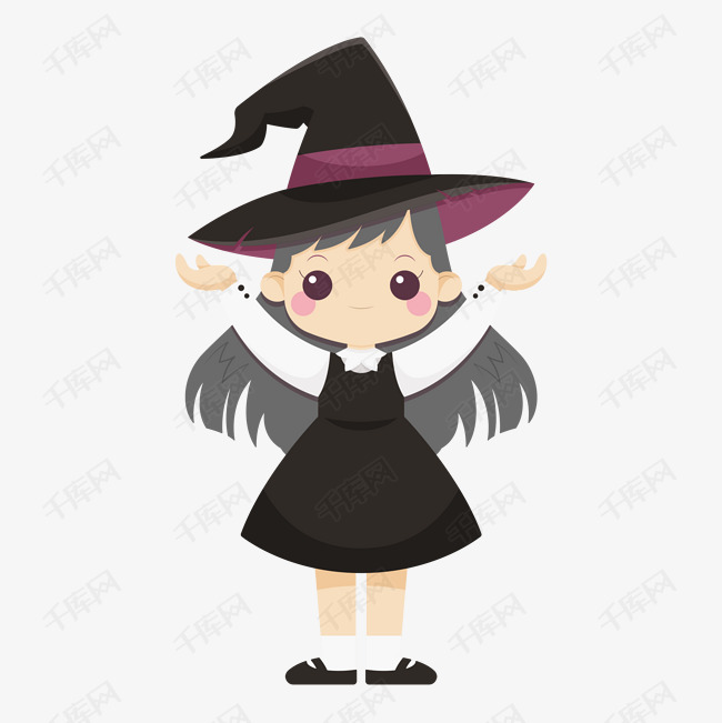 q版可爱卡通万圣节女巫免扣素材