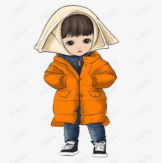 立冬橘色羽绒服饺子娃娃
