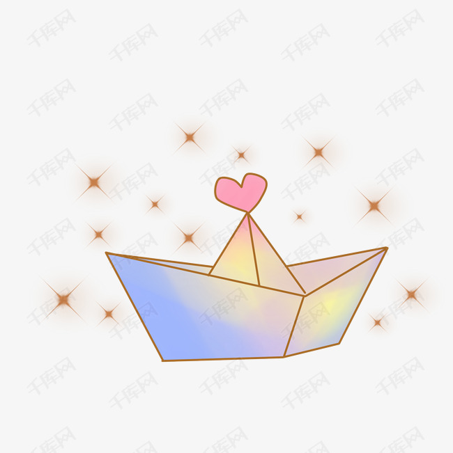 水晶小纸船手绘插画