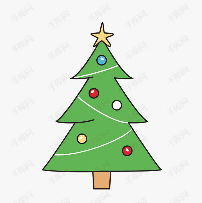矢量圣诞节卡通可爱圣诞树