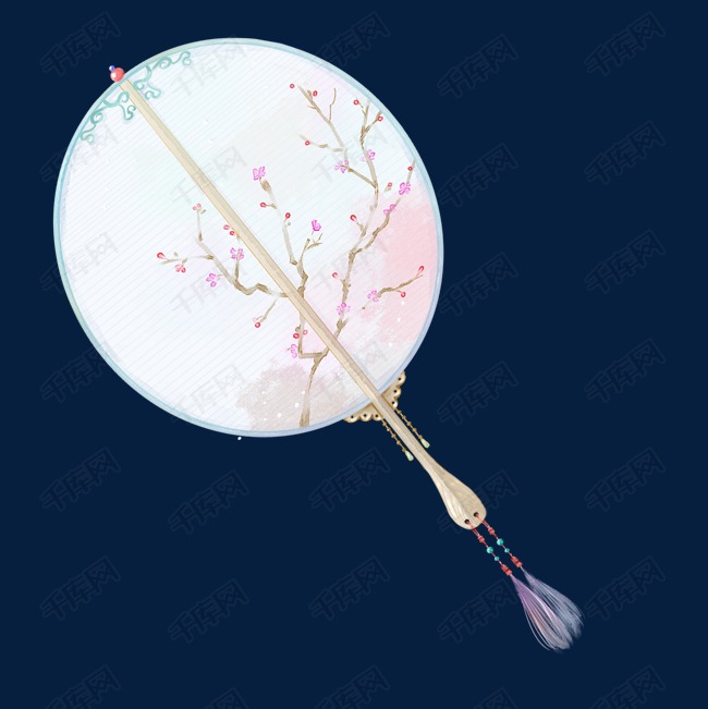 中国风水彩古风圆扇