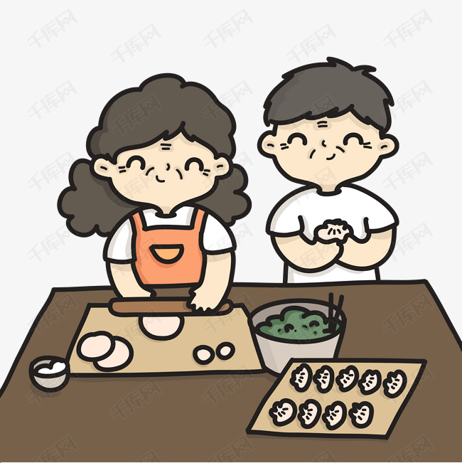 简笔画立冬中国传统风俗包饺子