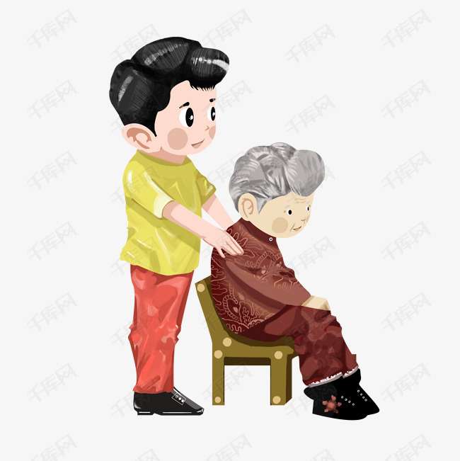 社区服务关爱老人的素材免抠关爱老人素材卡通老人插画手绘社区服务