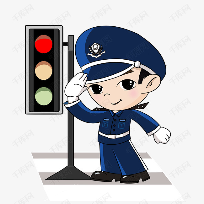 交警警察手绘卡通插画
