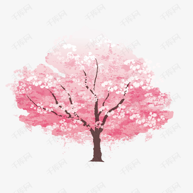 卡通樱花树矢量图下载