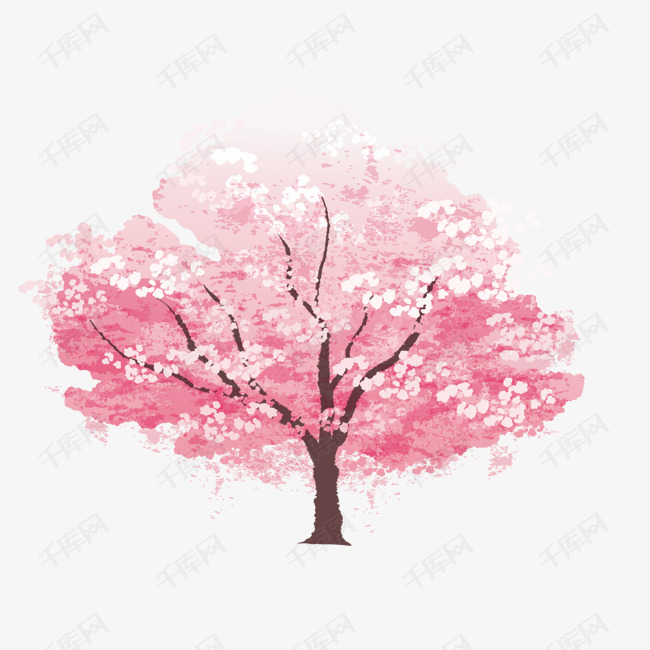 卡通樱花树矢量图下载