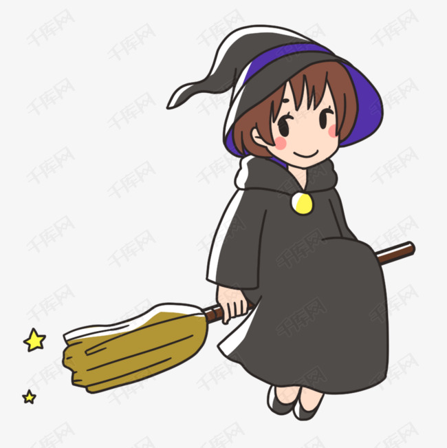 恐怖万圣节卡通可爱的巫师巫婆