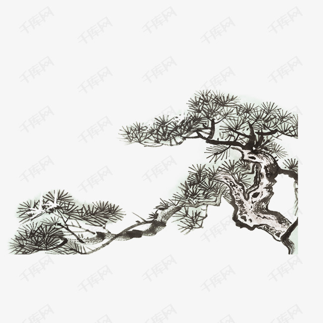 中国风水墨国画松树素材图片免费下载_高清png_千库网
