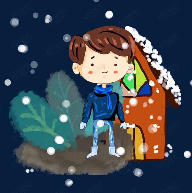 冬季保暖儿童下雪围巾小男孩素材免抠
