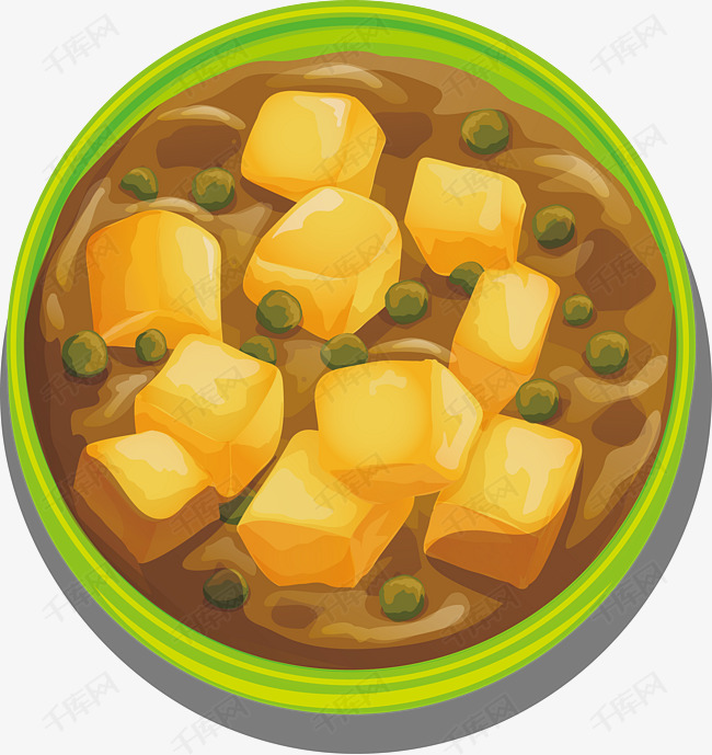卡通煮豆腐矢量图下载的素材免抠鱼豆腐食物美食卡通煮豆腐卡通插图