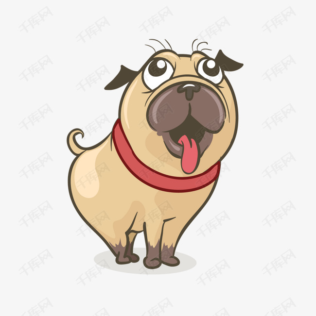 卡通巴哥犬矢量图