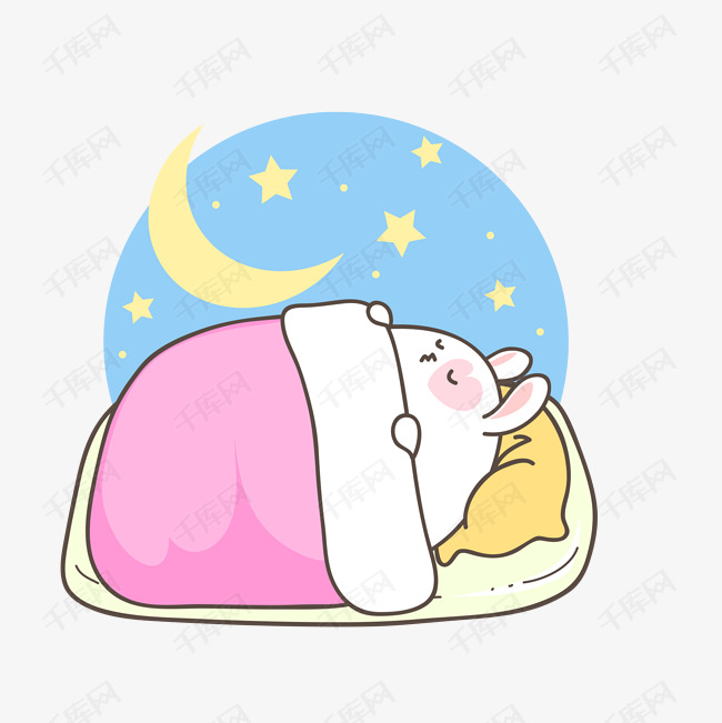 可爱卡通睡觉的萌萌哒兔子素材图片免费下载_