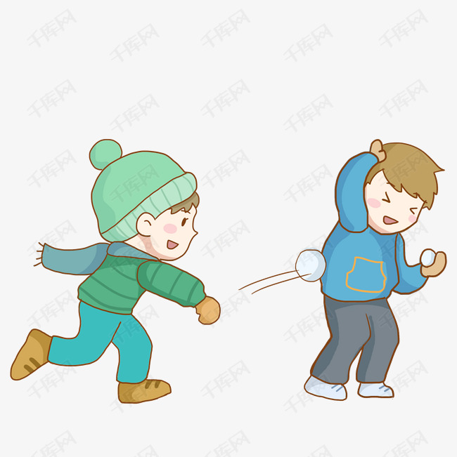 冬季打雪仗的男孩免抠png素材