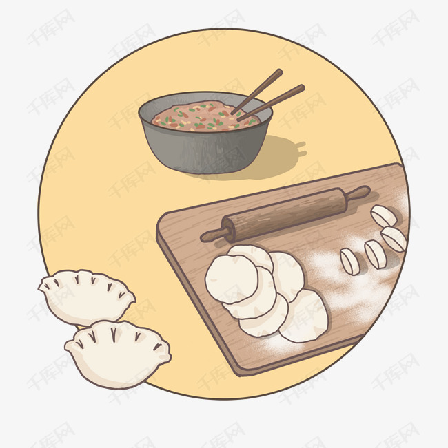 冬至包饺子png