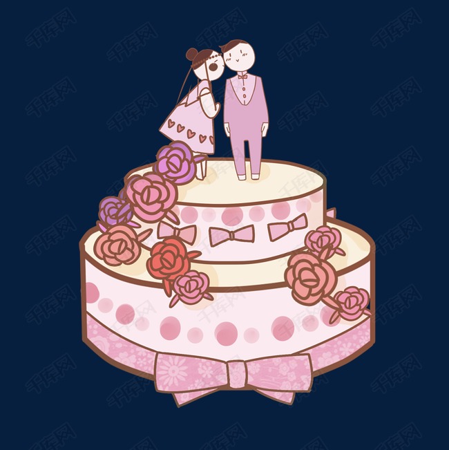 卡通手绘结婚蛋糕插画