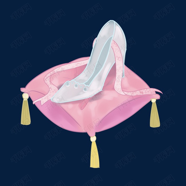卡通手绘婚礼水晶鞋插画