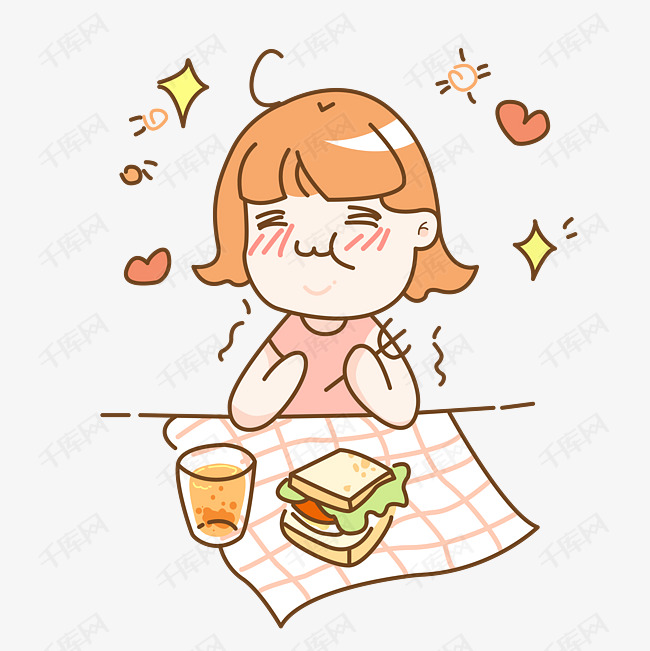 开心吃早餐的女孩子
