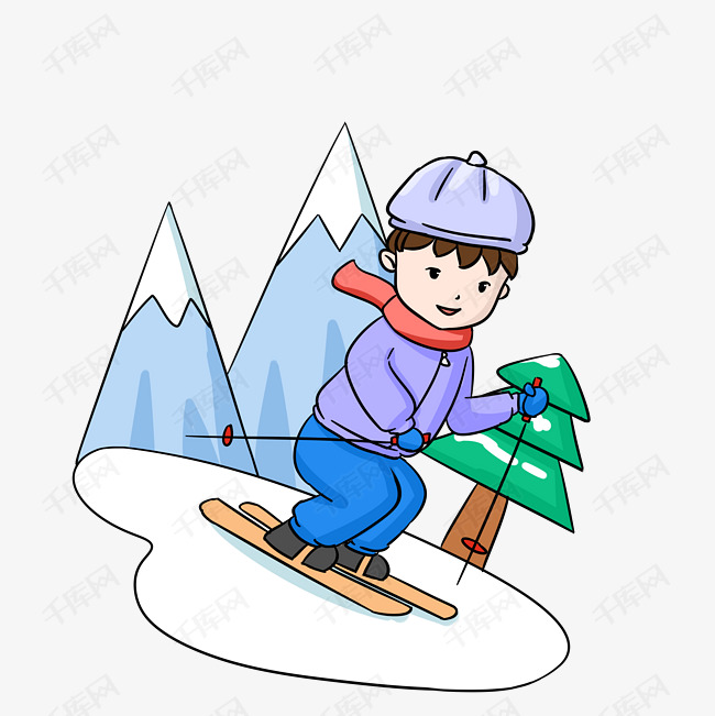 冬季旅游滑雪卡通
