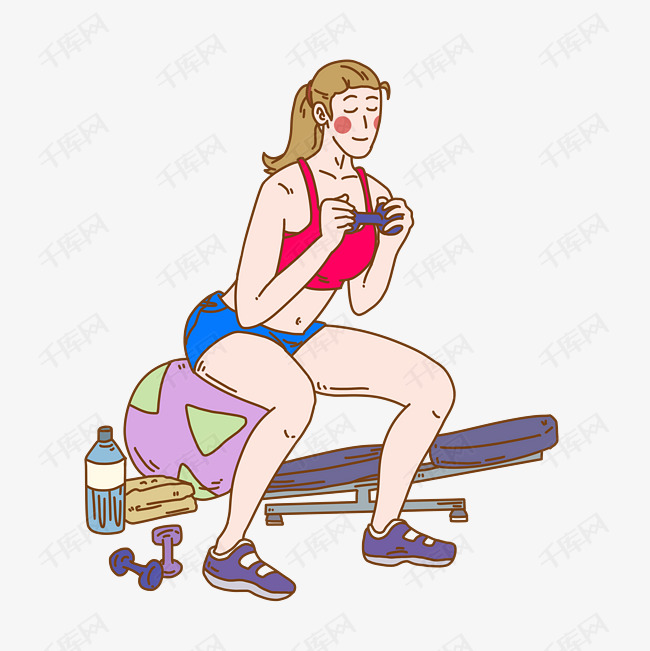 健身卡通手绘插画