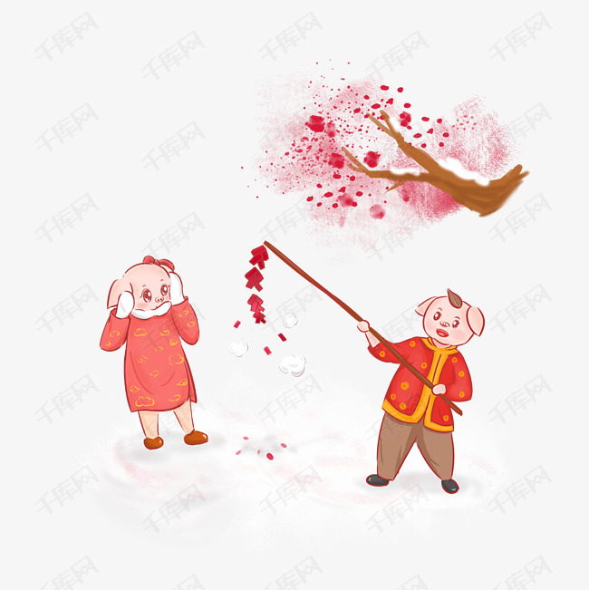 春节放鞭炮png素材图片免费下载_高清psd_千库网(图片