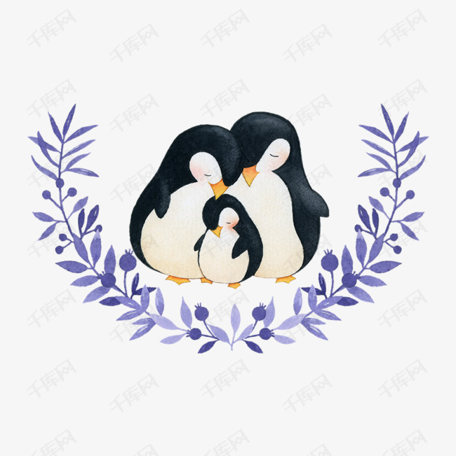 手绘可爱企鹅之家