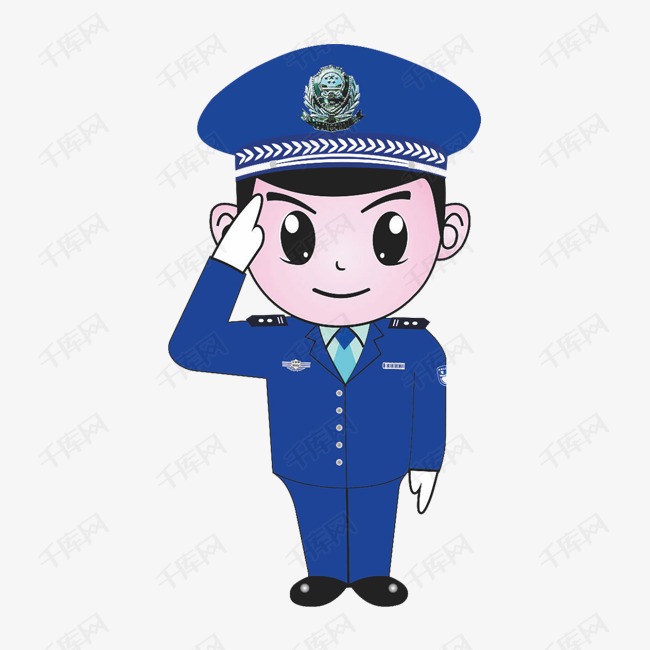 的人民警察的素材免抠手绘敬礼的人民警察警察卡通手绘警察可爱警察