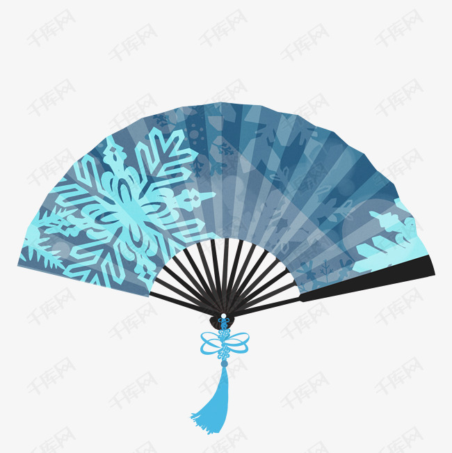 手绘中国风古风雪花折扇