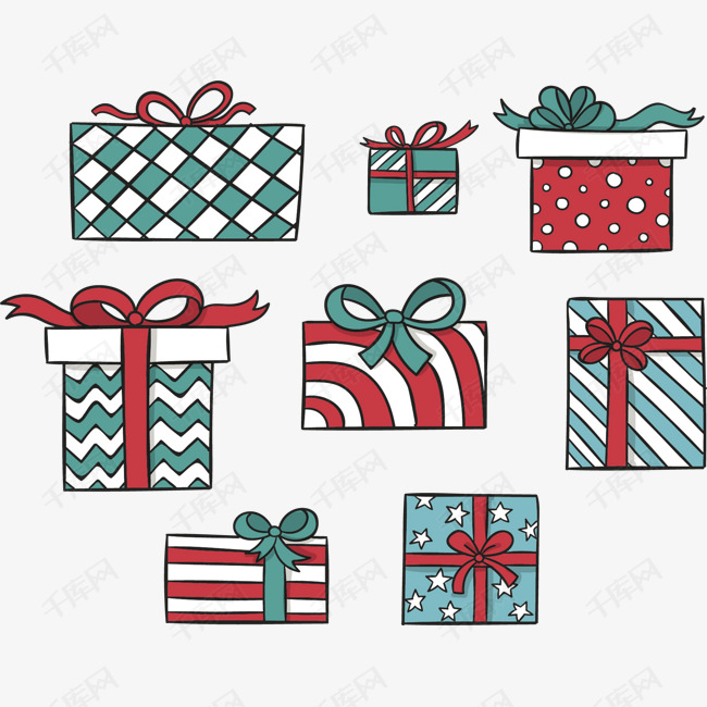 卡通彩色的圣诞礼物素材图片免费下载_高清psd_千库网