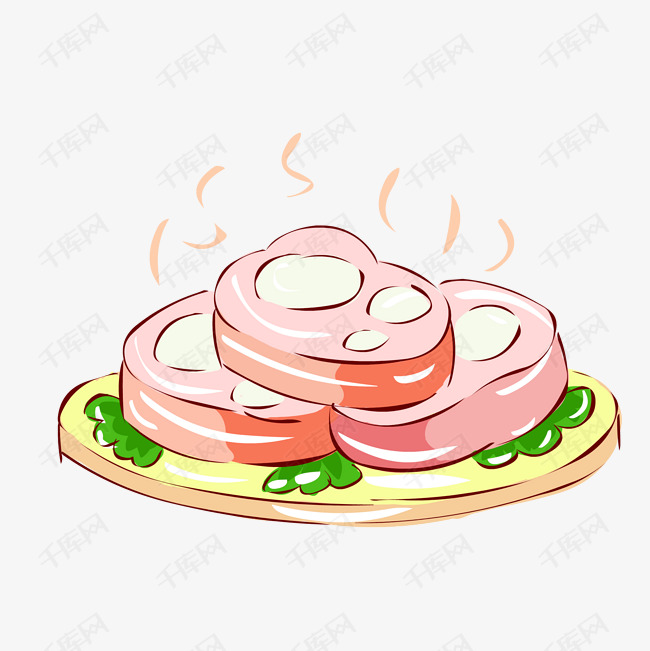 冬季热气腾腾的简笔画小清新美食粉蒸肉