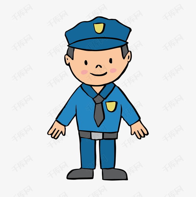 卡通q版可爱职业人物警察插画