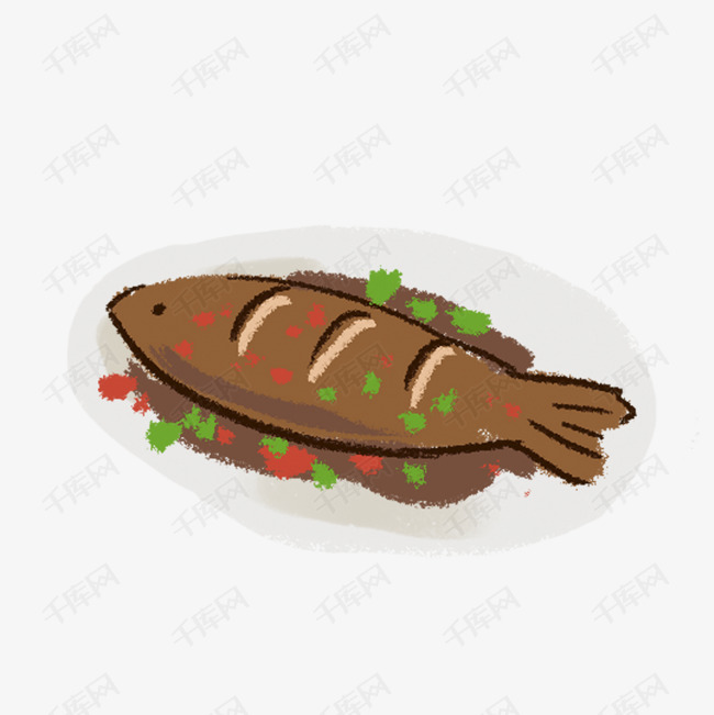手绘鱼美食食物卡通