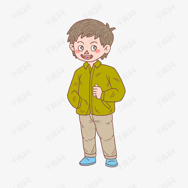冬季冬日卡通手绘小男生