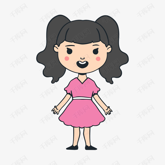 手绘q版可爱小女孩人物插画