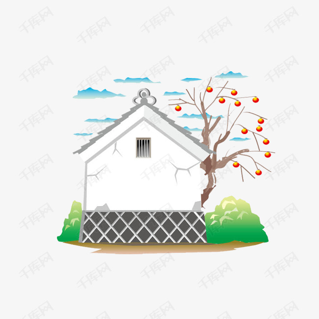 开裂的卡通古老房屋的素材免抠破房子房屋房子开裂的房子白色的房子老